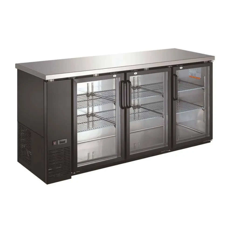 Ancaster Food Equipment BBR-72G 72.8-Inch 3-Door Glass Back Bar Refrigerator