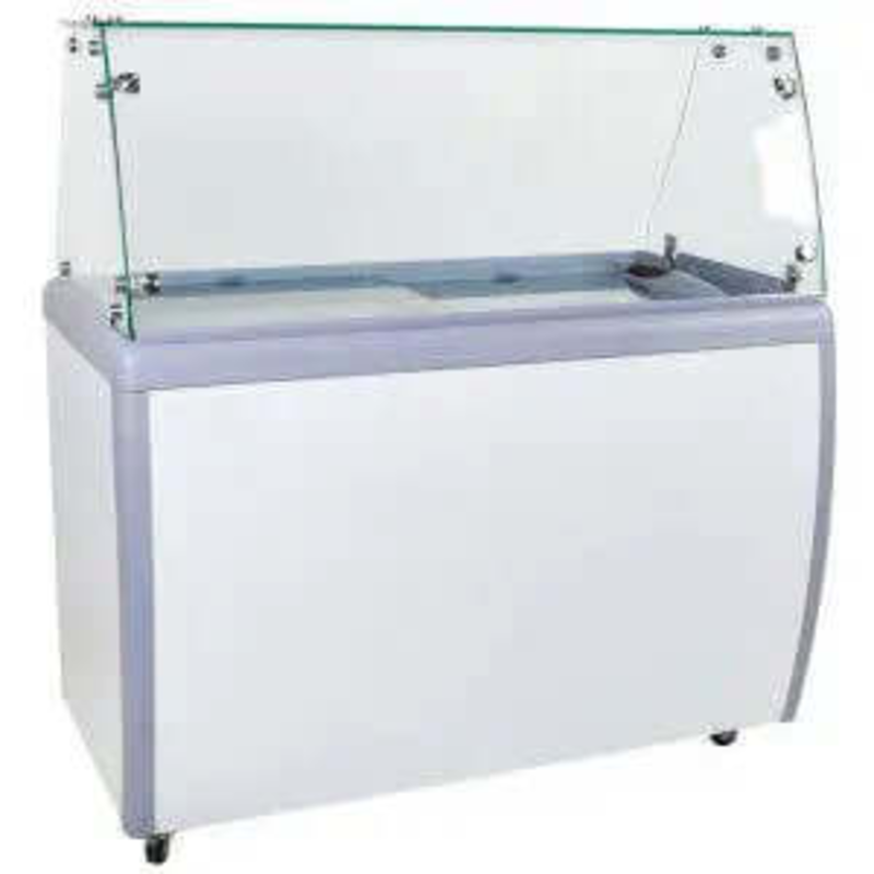 Présentoir de crème glacée commerciale Ancaster DC-360 de 126 cm avec couvercle en verre