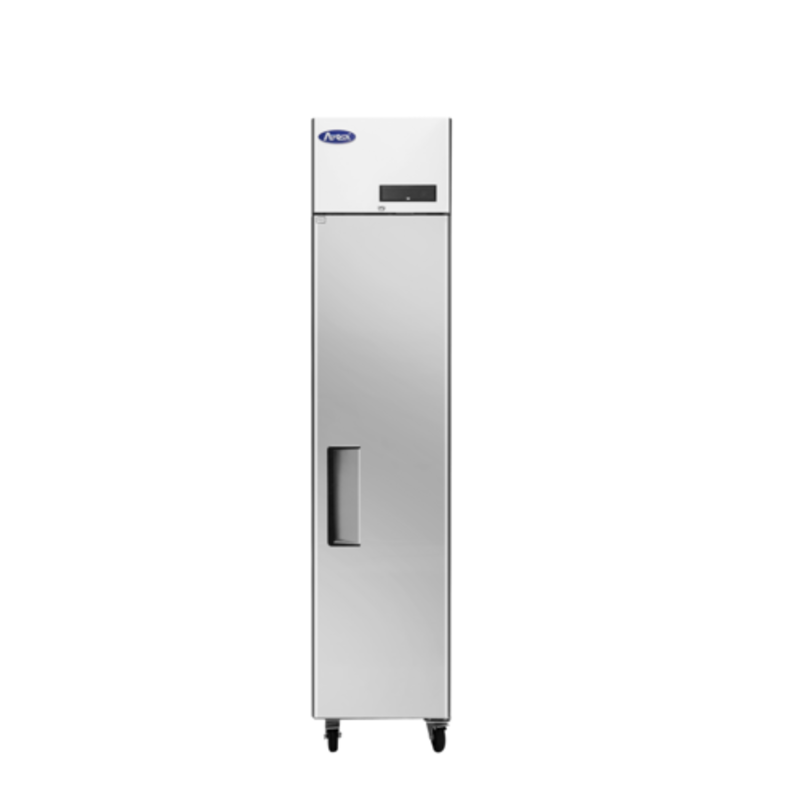 Congélateur vertical Atosa MBF15FSGRL avec porte pleine simple, 45 cm, et moteur en partie haute