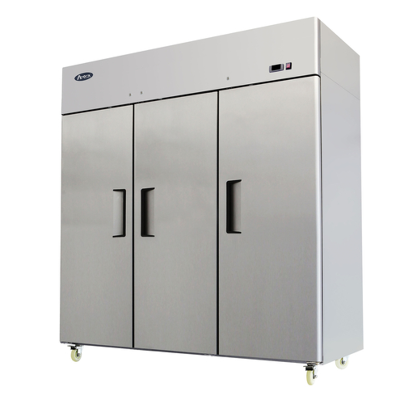 Réfrigérateur commercial à trois sections Atosa MBF8006GR de 77,8 pouces avec portes solides