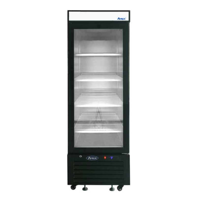Réfrigérateur d'exposition Atosa MCF8726GR de 24 pouces à porte vitrée simple en acier noir