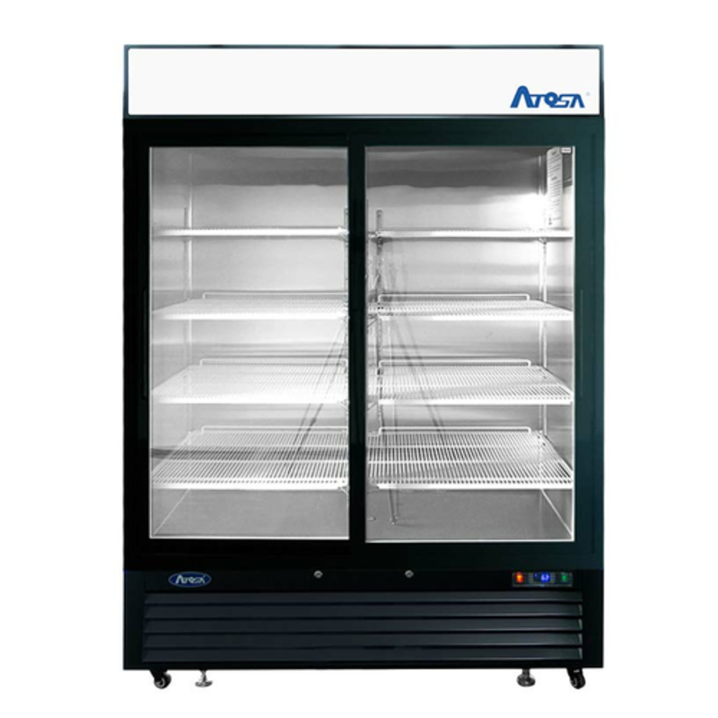 Réfrigérateur de présentation commercial Atosa MCF8727GR à double porte coulissante en verre de 54,4 pouces