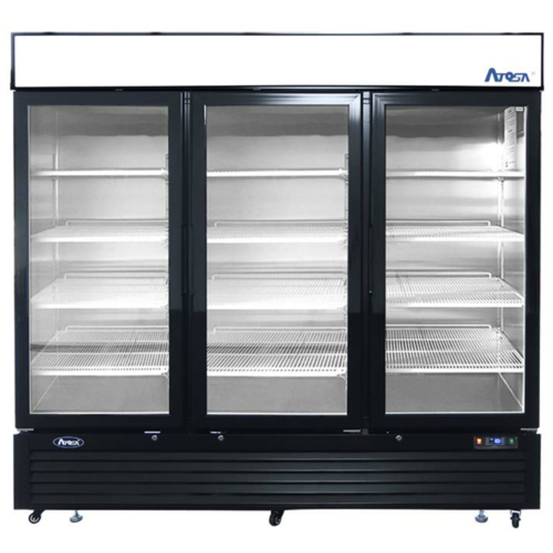 Atosa MCF8728GR 81.9-Inch Black 3-Door Glass Display Freezer Merchandiser - 68 Cu. Ft.