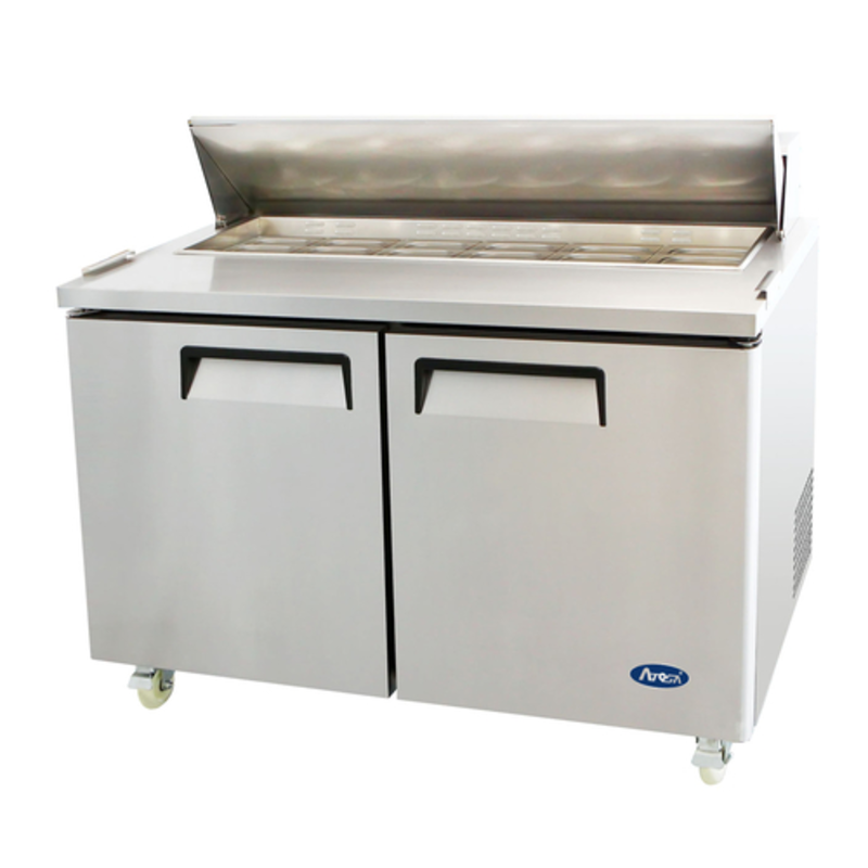 Table de préparation commerciale pour sandwichs et salades Atosa MSF8303GR 60 pouces à 2 portes