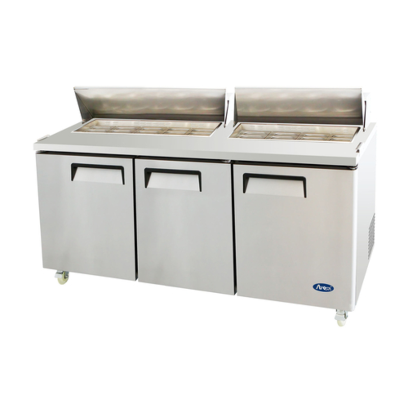 Table de préparation à sandwichs et salades commerciale Atosa MSF8304GR de 183 cm à 3 portes