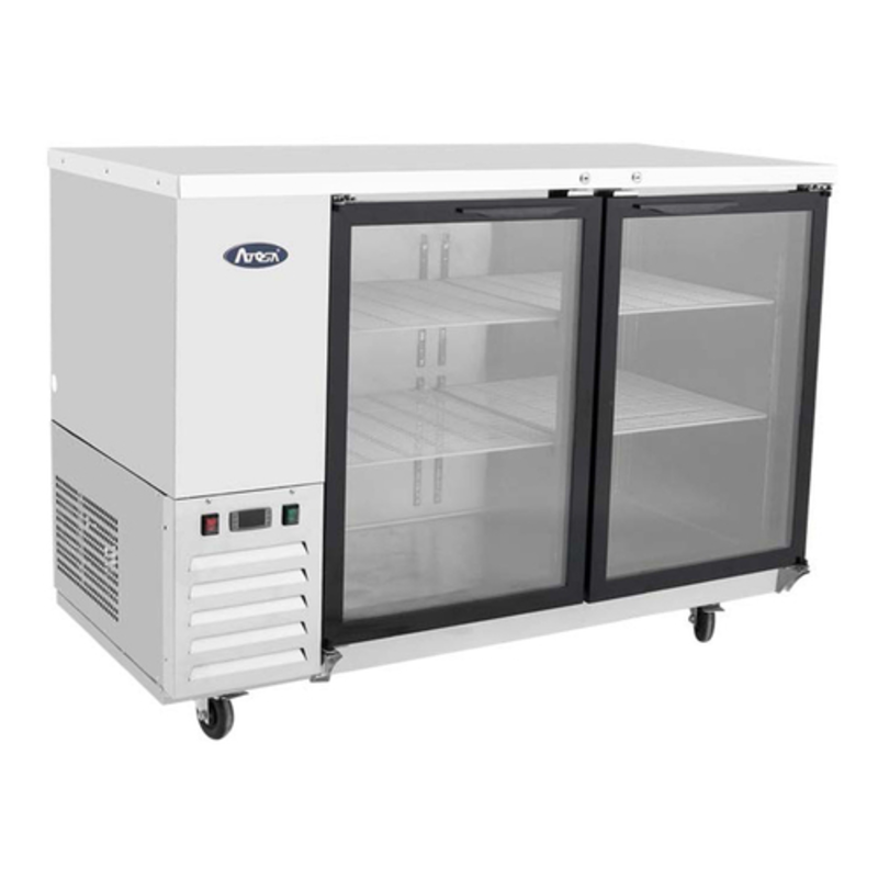 Atosa SBB59GGRAUS1 Réfrigérateur de bar arrière à portes vitrées, profondeur réduite, 146,7 cm