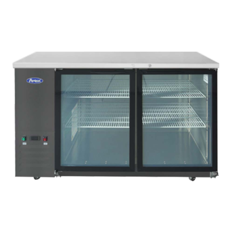 Atosa SBB59GGRAUS2 Arrière-bar réfrigéré à faible profondeur de 147 cm à 2 portes vitrées