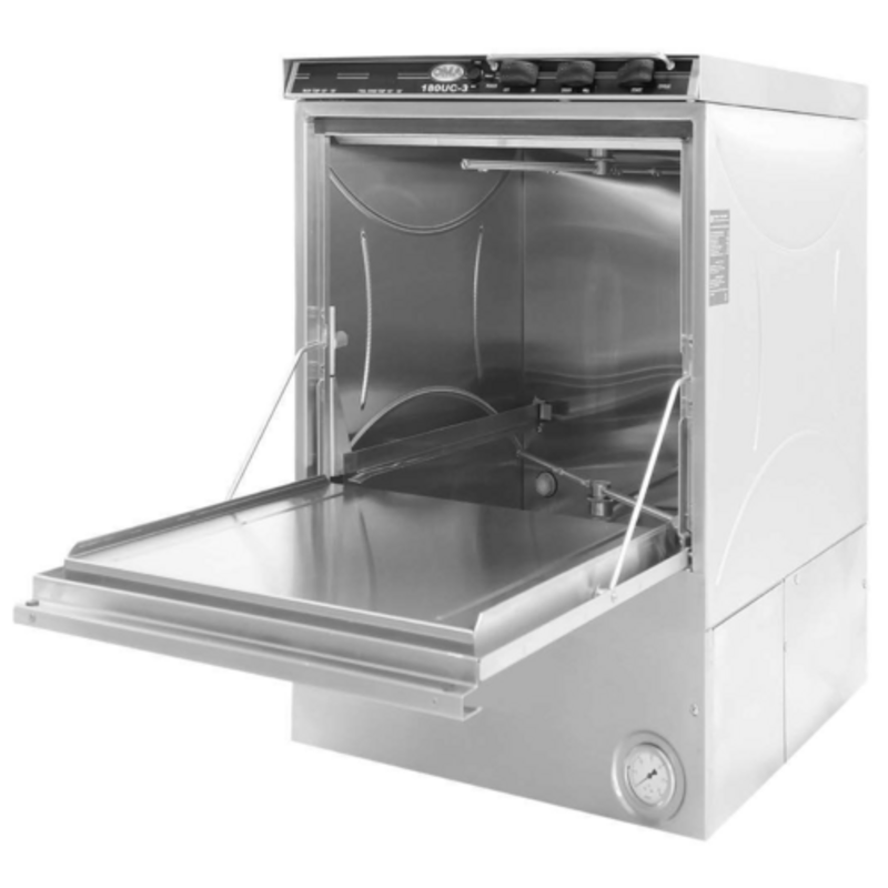 Lave-vaisselle commercial sous comptoir haute température CMA Dishmachines 180UC-3 avec distributeurs