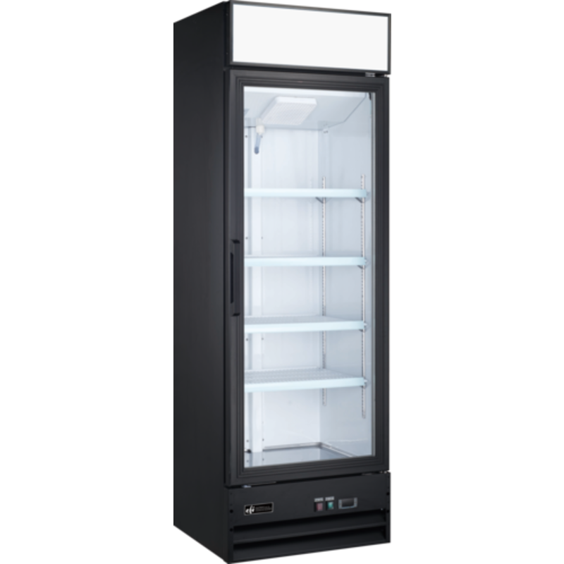 Réfrigérateur commercial vitré 1 porte simple, 14 pi³, noir - EFI C1-25GDVCX