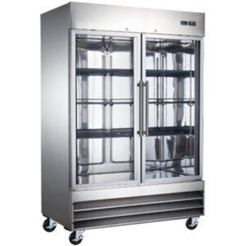 Réfrigérateur commercial en acier inoxydable à 2 portes vitrées EFI C2-54GDSVCX de 54 pouces