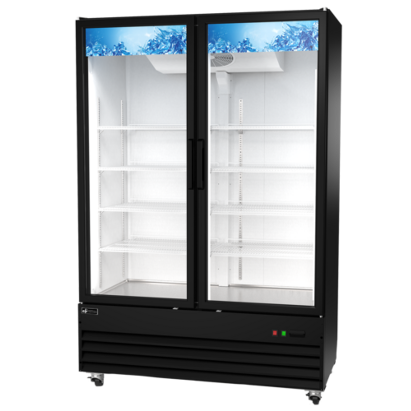 Réfrigérateur de présentation commercial EFI C2-54GDX de 54 pouces avec portes vitrées noires