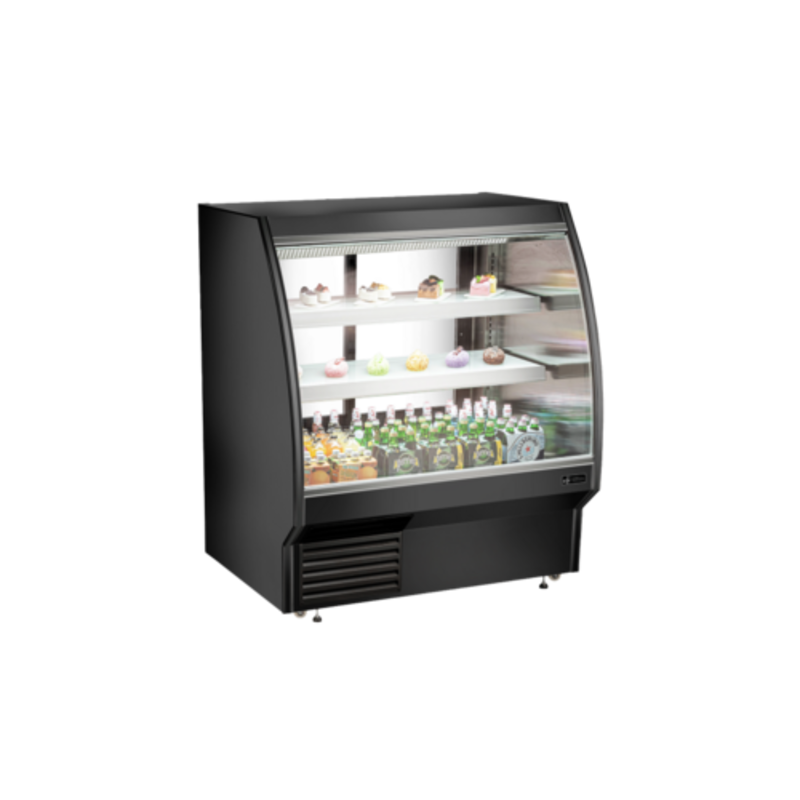 EFI CDCBC-48 Vitrine réfrigérée de comptoir à charcuterie, verre courbé, noire, 48 pouces