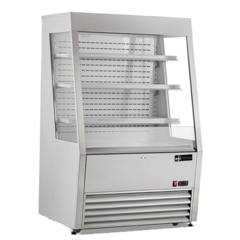 Vitrine réfrigérée ouverte à façade inclinée en acier inoxydable EFI CGOM-3659S de 36 pouces