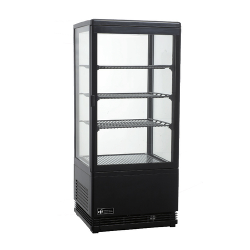 Vitrine réfrigérée en verre à quatre côtés noire de 2,9 pi³ EFI CGCM-1738-B