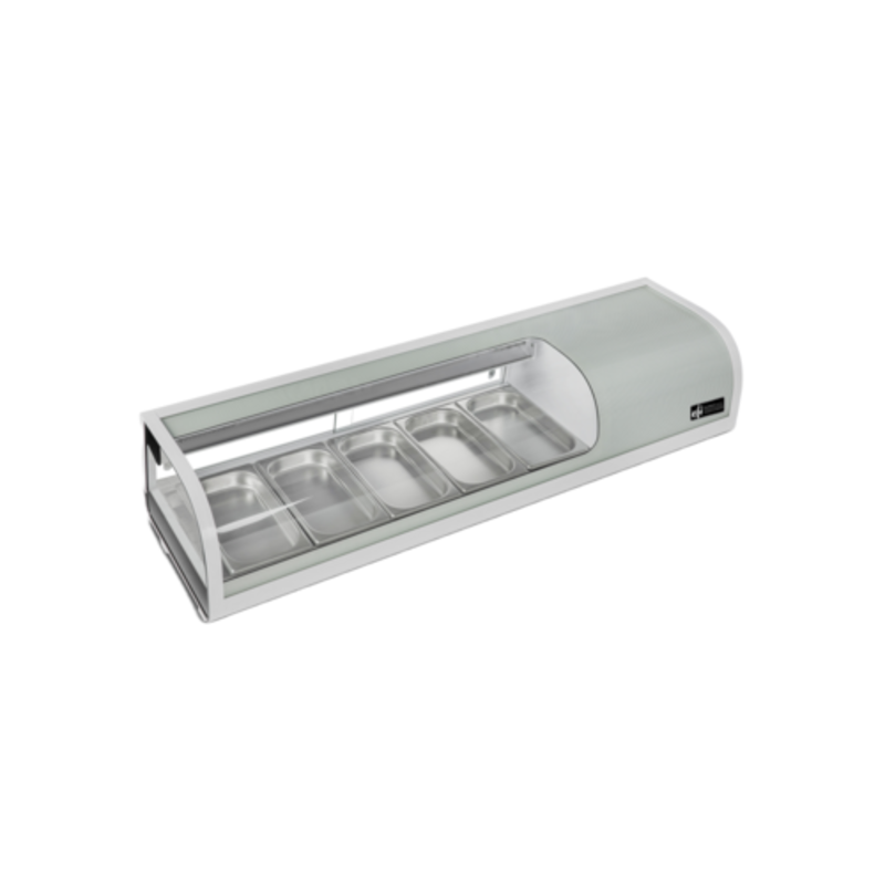 Vitrine à sushis réfrigérée de comptoir en verre courbé EFI CSCM-5413S de 53,2 pouces