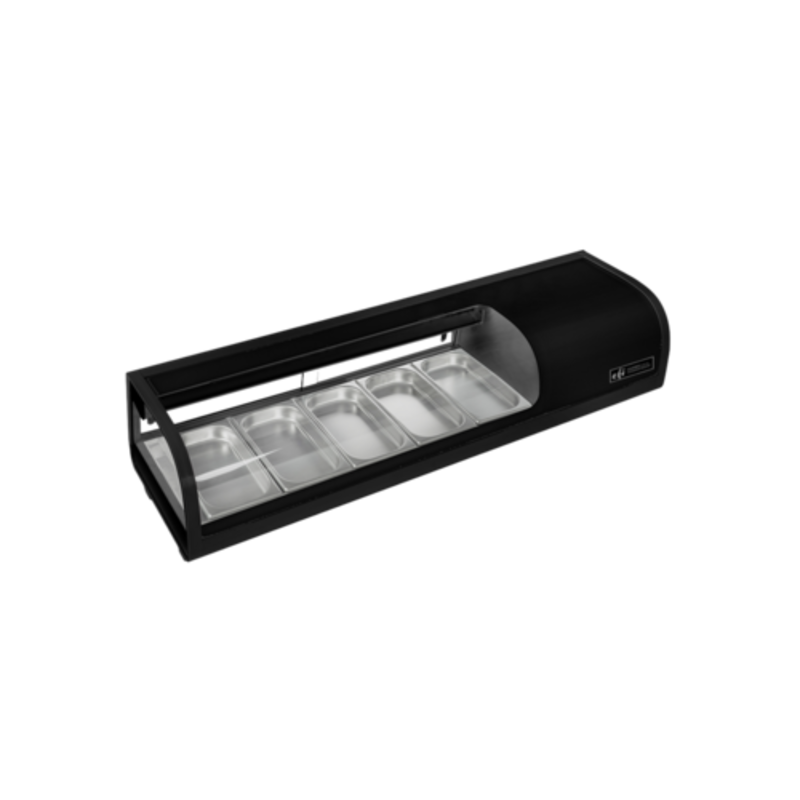 Réfrigérateur de comptoir à sushis en verre courbé EFI CSCM-5413 de 53 pouces, noir