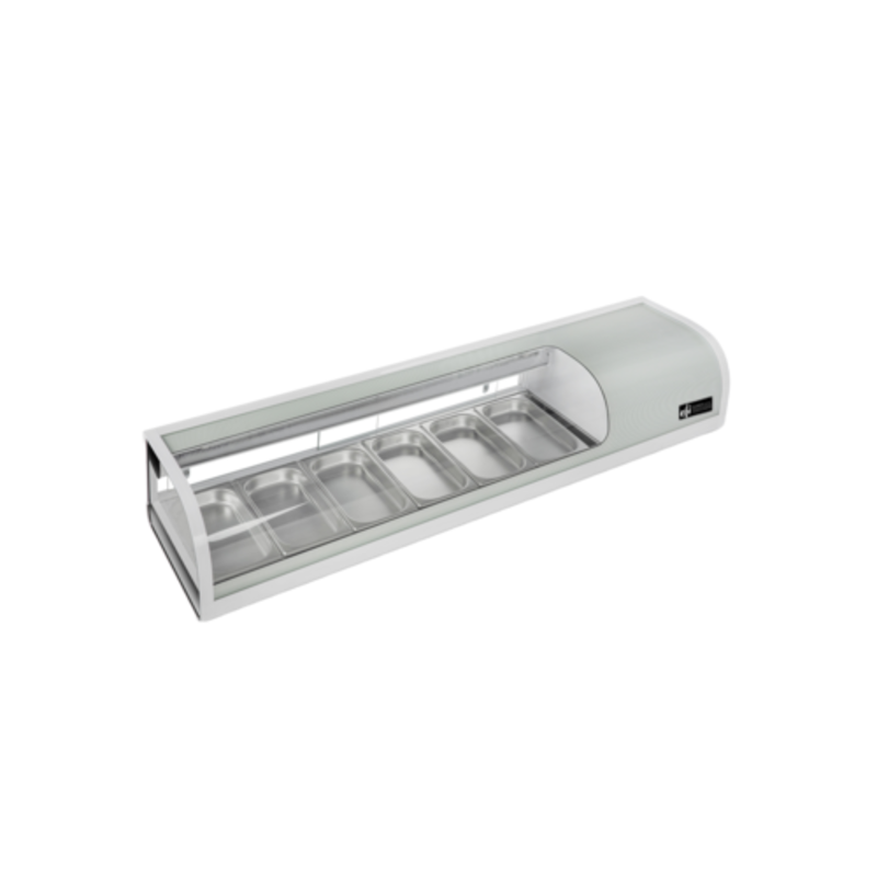EFI CSCM-6113S Présentoir à sushi réfrigéré de comptoir, verre courbé, 60 pouces