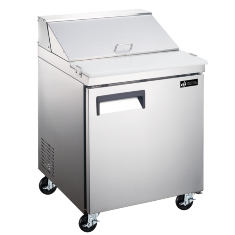 Table de préparation réfrigérée à porte simple pour salades et sandwichs EFI CSDR1-27VCX-L de 27,5 pouces