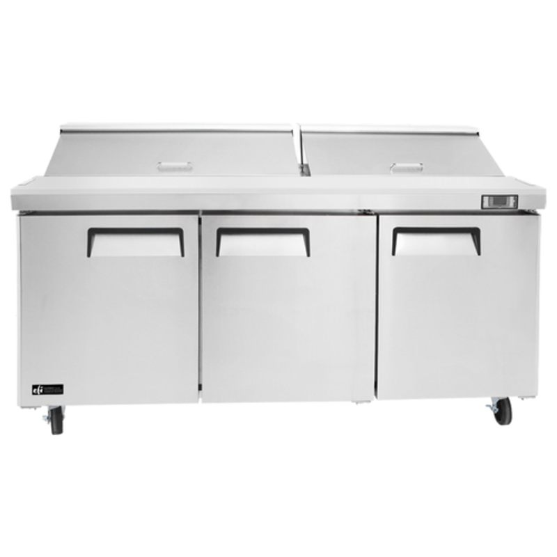 Table de préparation commerciale pour sandwichs et salades EFI Versa-Chill CSDR3-72VC à 3 portes de 72 pouces