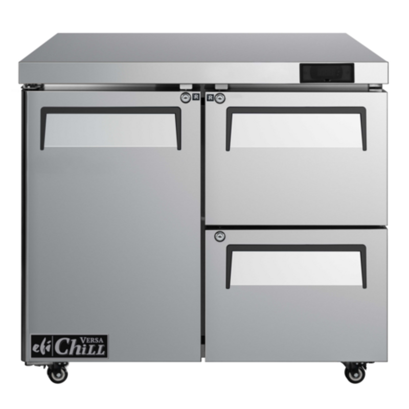 Réfrigérateur commercial sous comptoir EFI CUDW2-36VC de 36 pouces avec porte et tiroirs