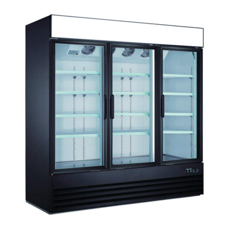 Congélateur commercial EFI F3-78GDVCX X-LINE 78,3" noir à trois portes vitrées