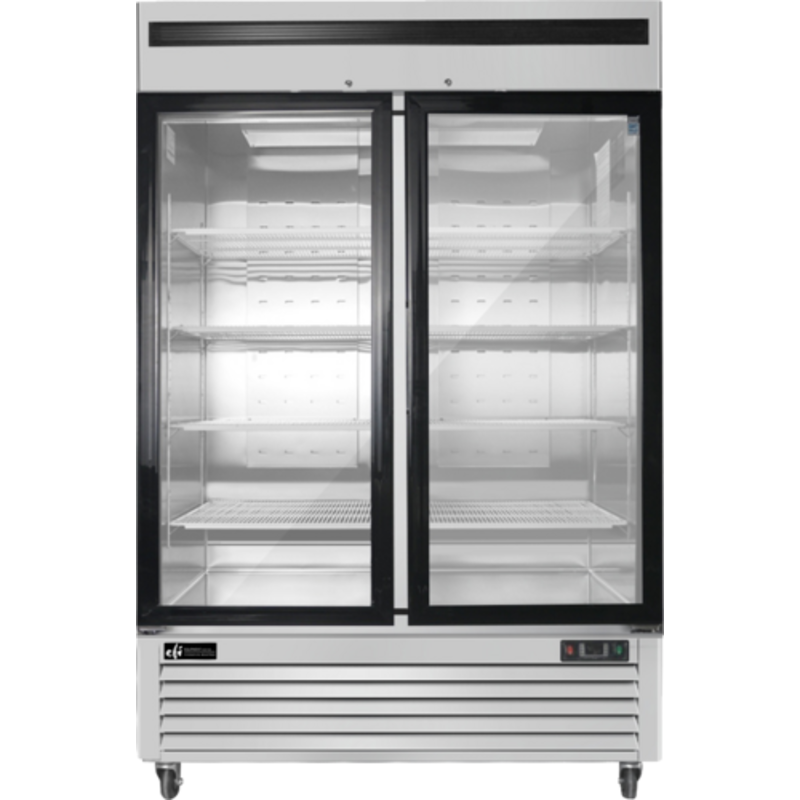 Congélateur-vitrine à deux portes en verre pour crèmes glacées et nouveautés, EFI FI2-54GDSVC, 54,4 pouces