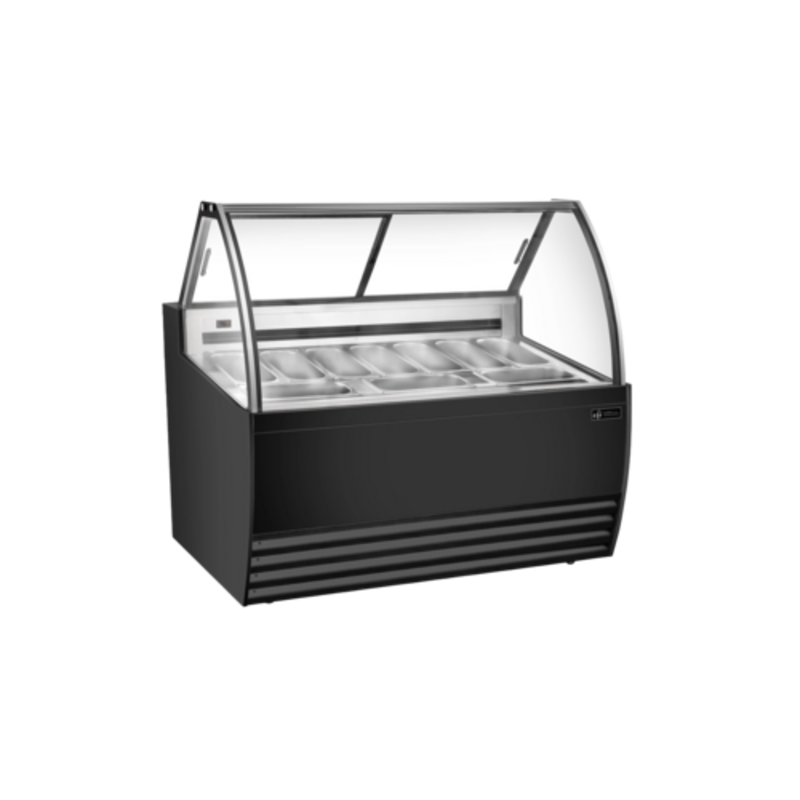 Vitrine à glaces à courbes EFI FIGCB-5652 de 55,4 po en verre noir