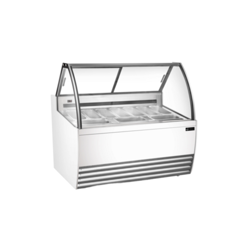 Vitrine à gelato à façade incurvée blanche EFI FIGCW-5652 de 55,4 po