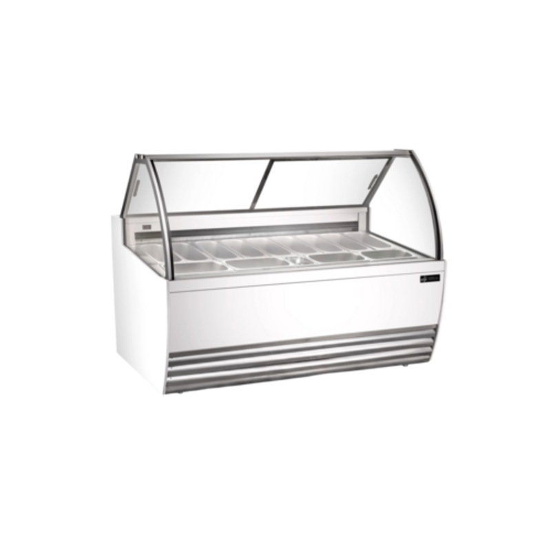 Vitrine à glace en verre courbé EFI FIGCW-7052 de 69,4 pouces avec finition blanche