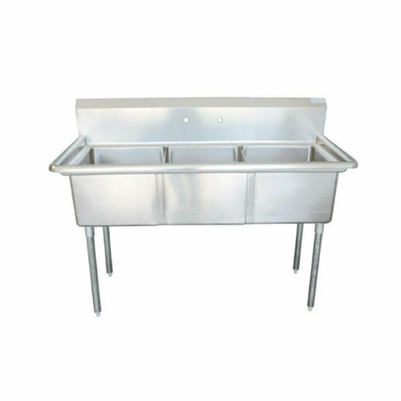 Évier commercial EFI SI818-3NC en acier inoxydable à 3 bacs de 59 pouces