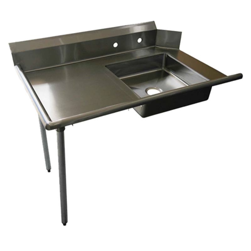 Table de lavage d'évier en acier inoxydable EFI SIST72L de 72 pouces de gauche à droite avec évier de pré-rinçage