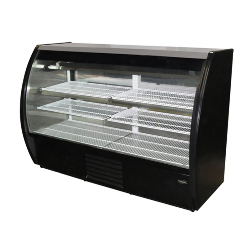 Réfrigérateur de présentation de comptoir de charcuterie Fogel MIRAGE-6-DC-HC-G, 183 cm, verre incurvé noir, 680 litres
