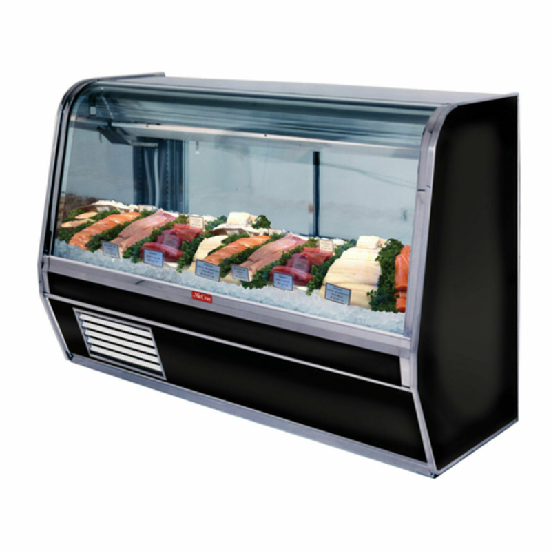 Howard-McCray SC-CFS32E-6C-BE-LED 74-Inch Curved Glass Seafood & Poultry Service Case - Black