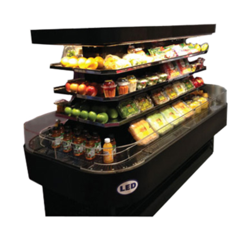 Réfrigérateur de présentation îlot ouvert en acier inoxydable 84 pouces Howard-McCray SC-OD42I-7-S-LED