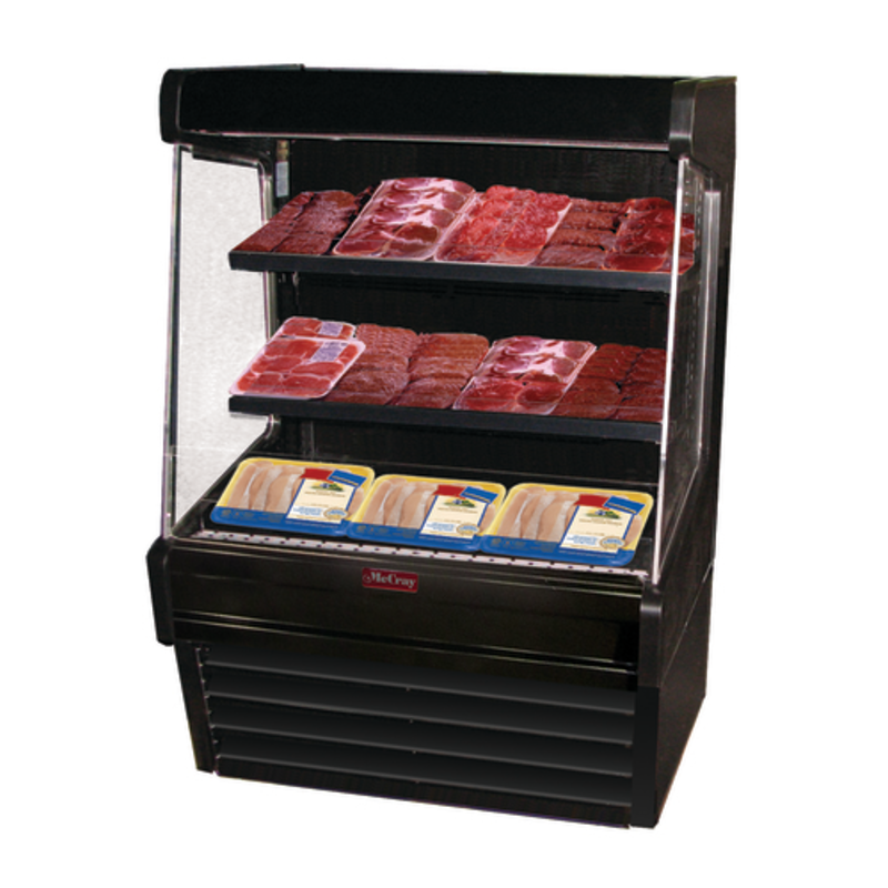 Vitrine réfrigérée murale ouverte noire Howard-McCray SC-OM30E-5L-B-LED de 63 pouces pour viande