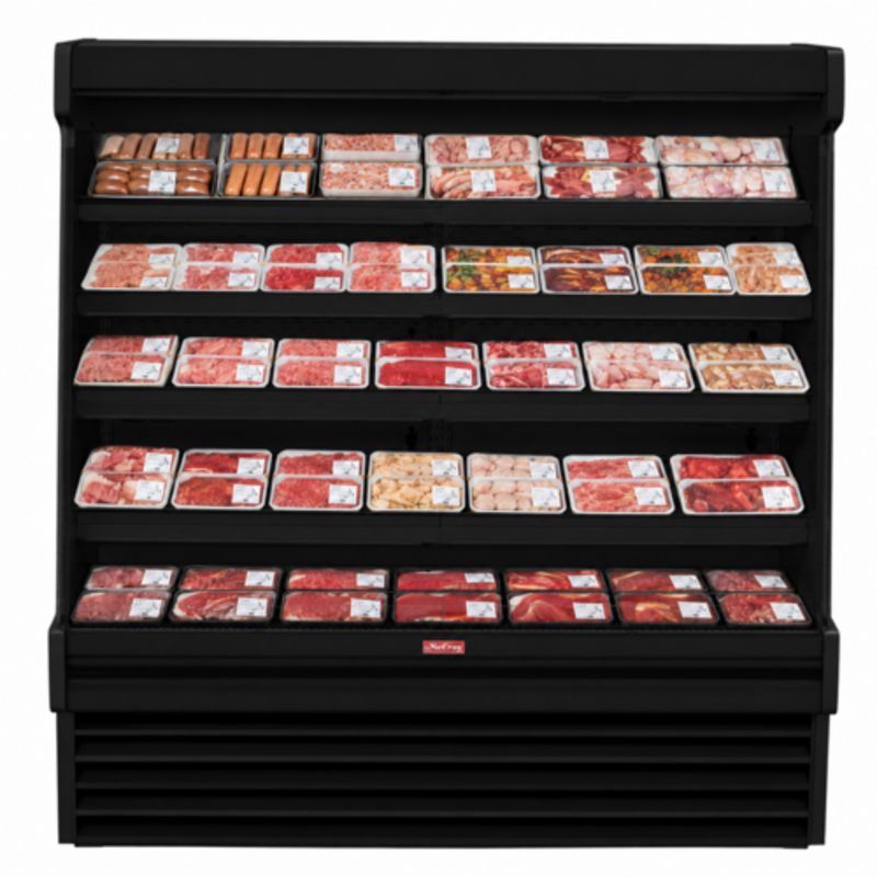 Howard-McCray SC-OM35E-8S-B-LED Vitrine Réfrigérée Ouverte de 251 cm pour Viandes Emballées, Noire