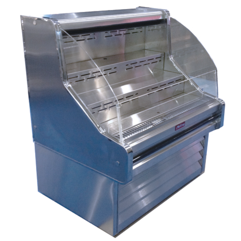 Howard-McCray SC-OS30E-3C-S Vitrine réfrigérée ouverte en acier inoxydable de 39 pouces avec extrémités incurvées
