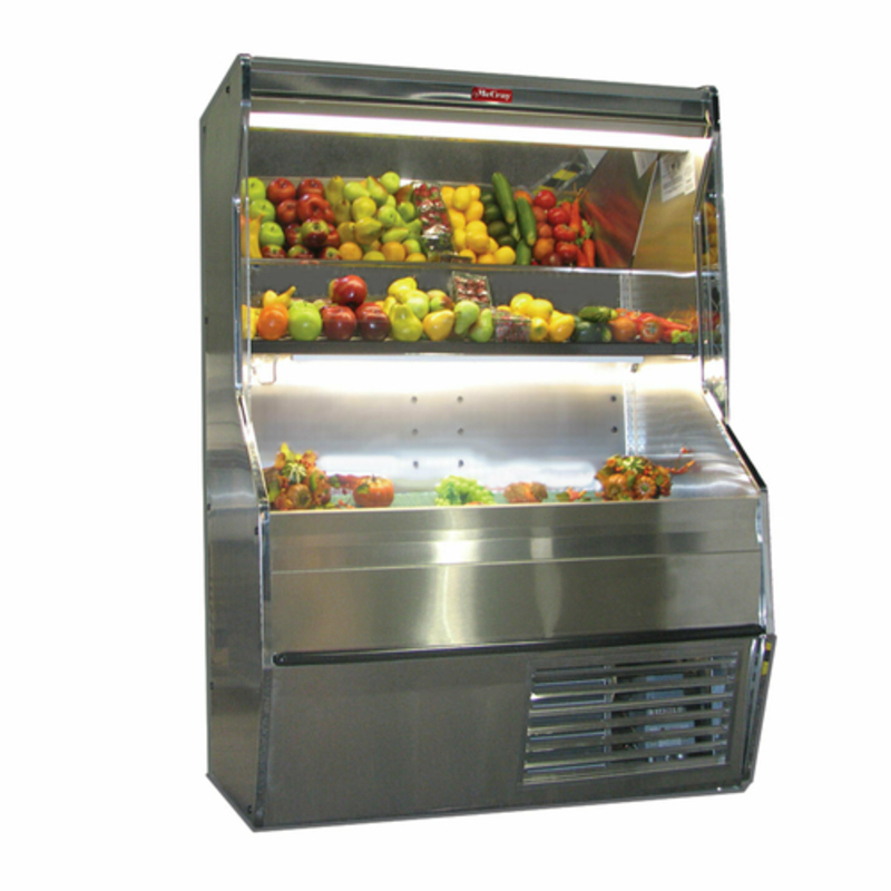 Présentoir ouvert pour fruits et légumes Howard-McCray SC-P32E-6S-S-LED de 188 cm en acier inoxydable