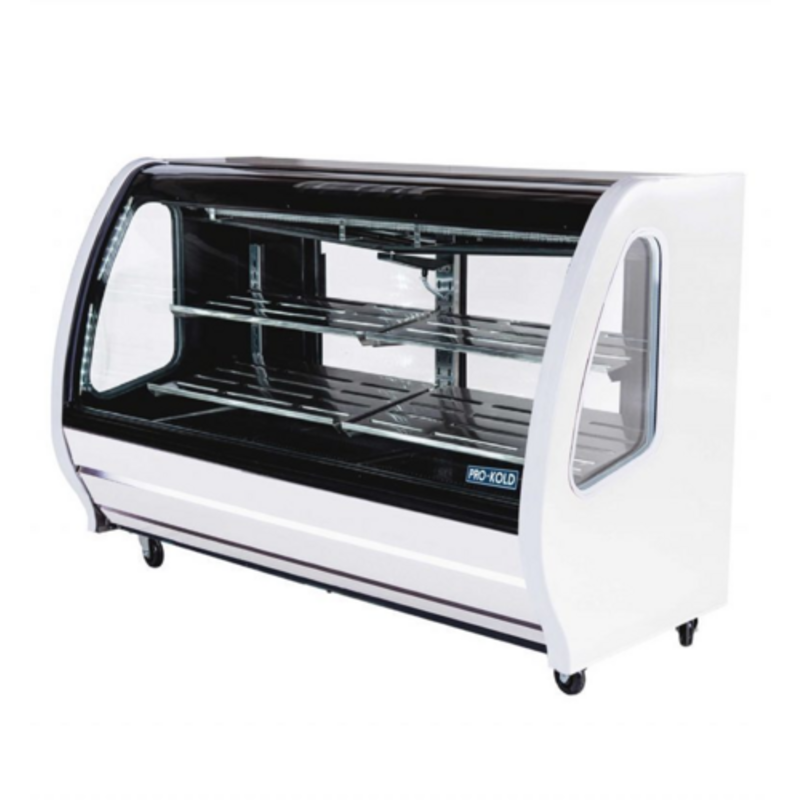 Vitrine de comptoir réfrigérée Imbera Pro-Kold DDC80W de 188 cm à vitre courbe - Blanche