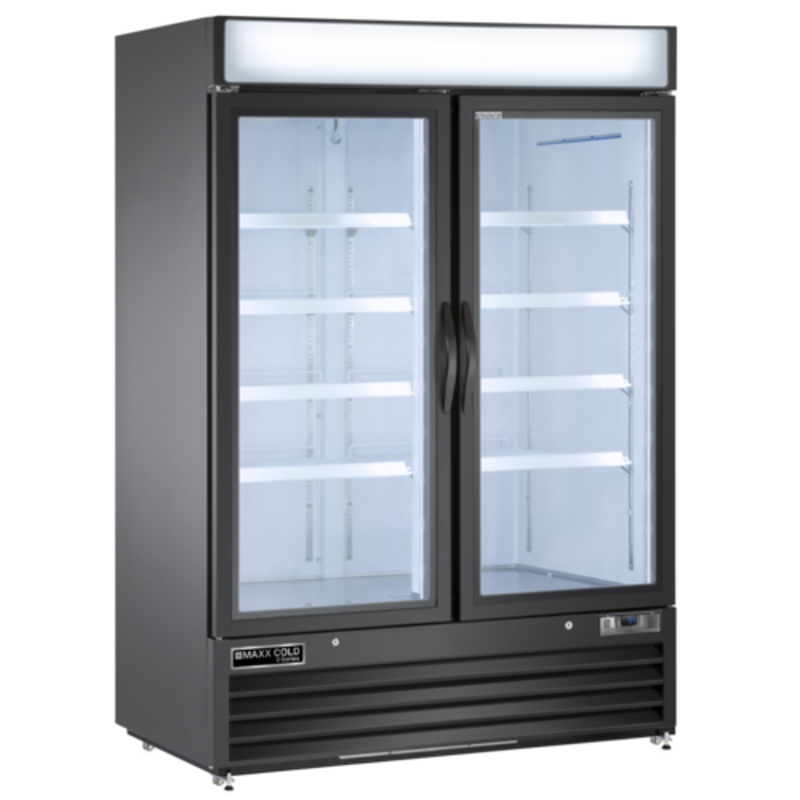 Maxx Cold MVMF48B 54-Inch Two-Door Glass Merchandising Freezer - 48 Cu. Ft.