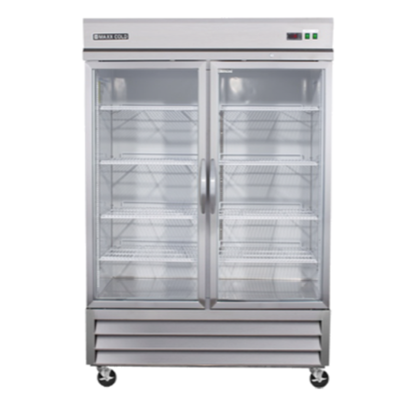 Maxx Cold MXCR-49GDHC 49 Cu. Ft. Two-Section Glass Door Reach-In Refrigerator