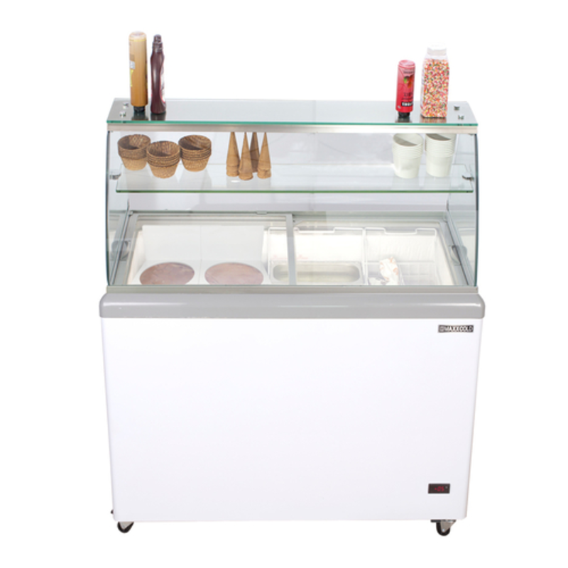 Congélateur à crème glacée commerciale Maxx Cold MXDC-4 avec couvercle en verre