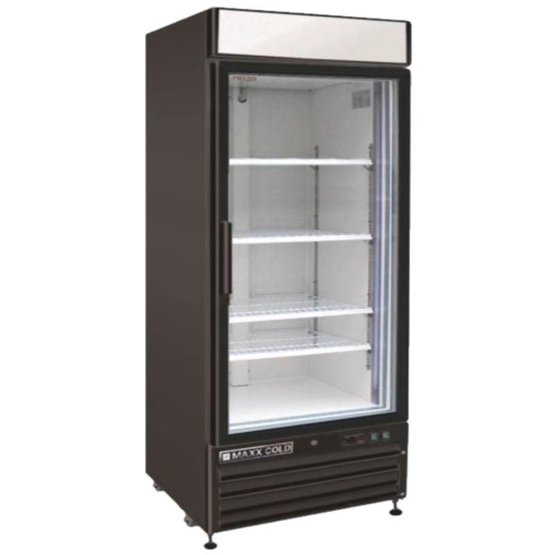 Maxx Cold MXM1-12RBHC 12 Cu. Ft. Glass Door Merchandising Refrigerator, Black