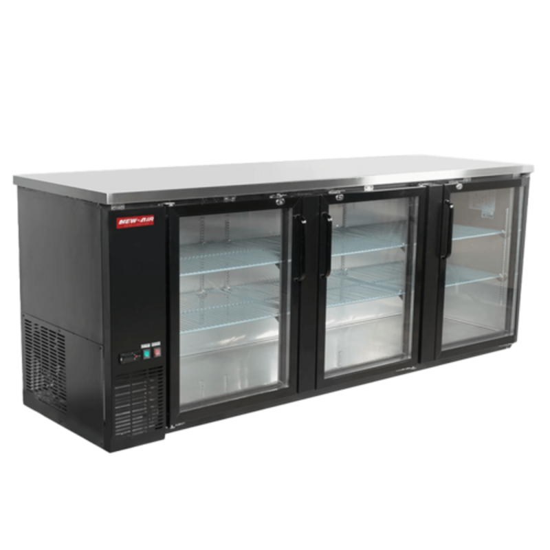 New Air NBB-90-SG 90.5-Inch Refrigerated Glass Door Back Bar Cooler, 32 Cu. Ft.