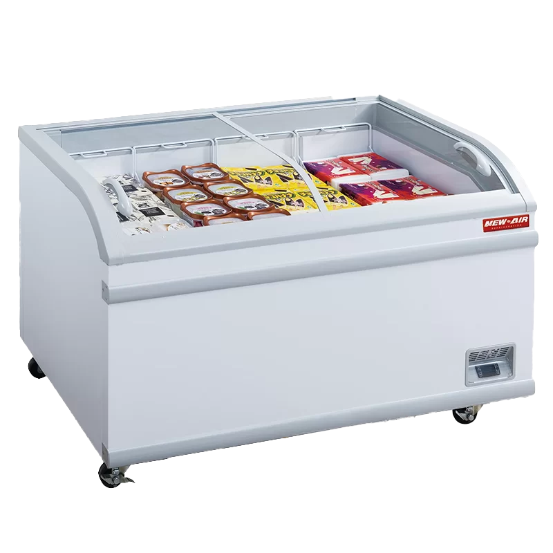 Nouveau congélateur d'exposition à crème glacée commercial Air NIF-56-CG de 56,5 po avec portes vitrées courbées