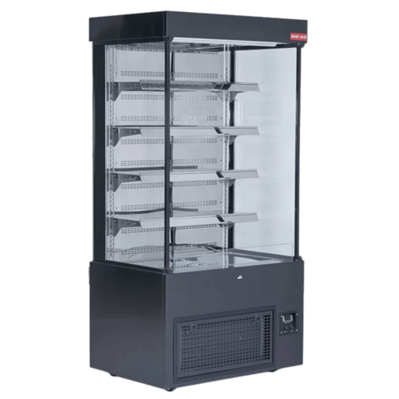 New Air NOM-40-S Présentoir réfrigéré ouvert en acier inoxydable noir 39,5" - 18 pi³
