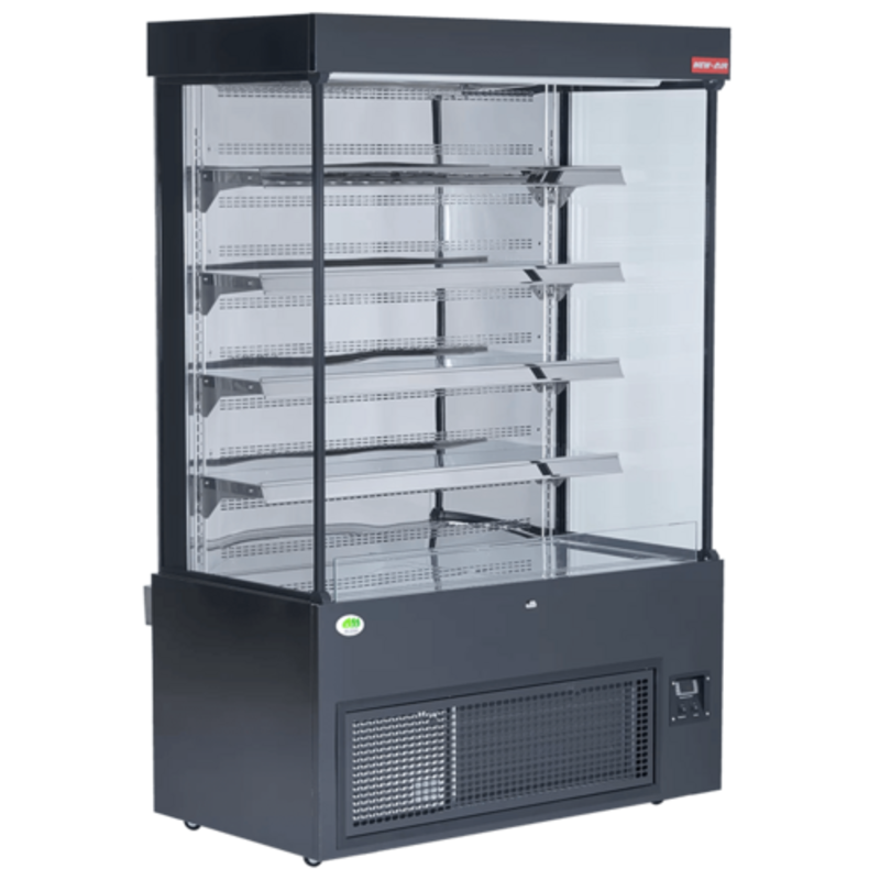 Présentoir réfrigéré ouvert New Air NOM-52-S de 51,25 pouces en acier inoxydable noir, 23,9 pi³