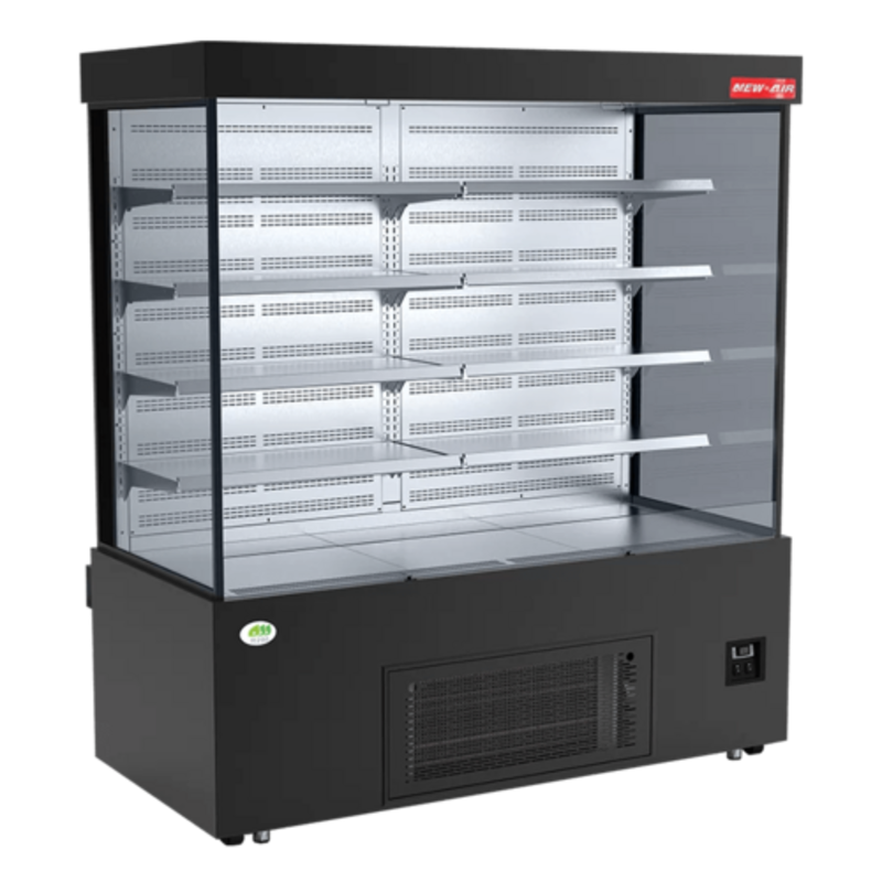 Réfrigérateur vitrine à air ouvert en inox noir de 59 pouces New Air NOM-59-S