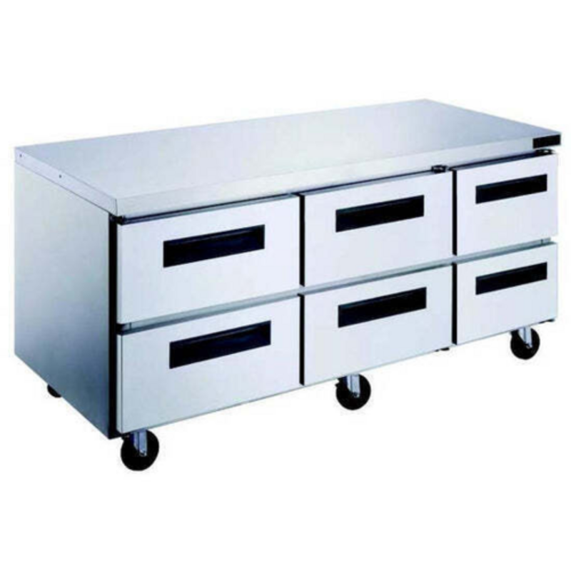 Réfrigérateur de comptoir commercial New Air NUR-72-6D 72,5 pouces à 6 tiroirs