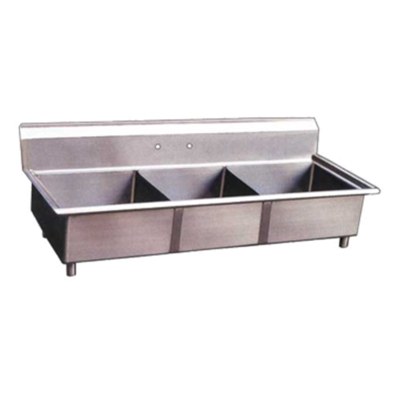 Évier commercial en acier inoxydable à 3 compartiments Omcan 22114 - 59" x 23.5"